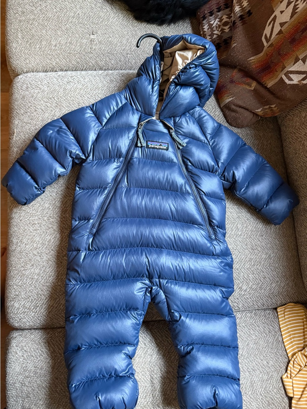 Patagonia Navy Blue Infant Down Bunting with Hood